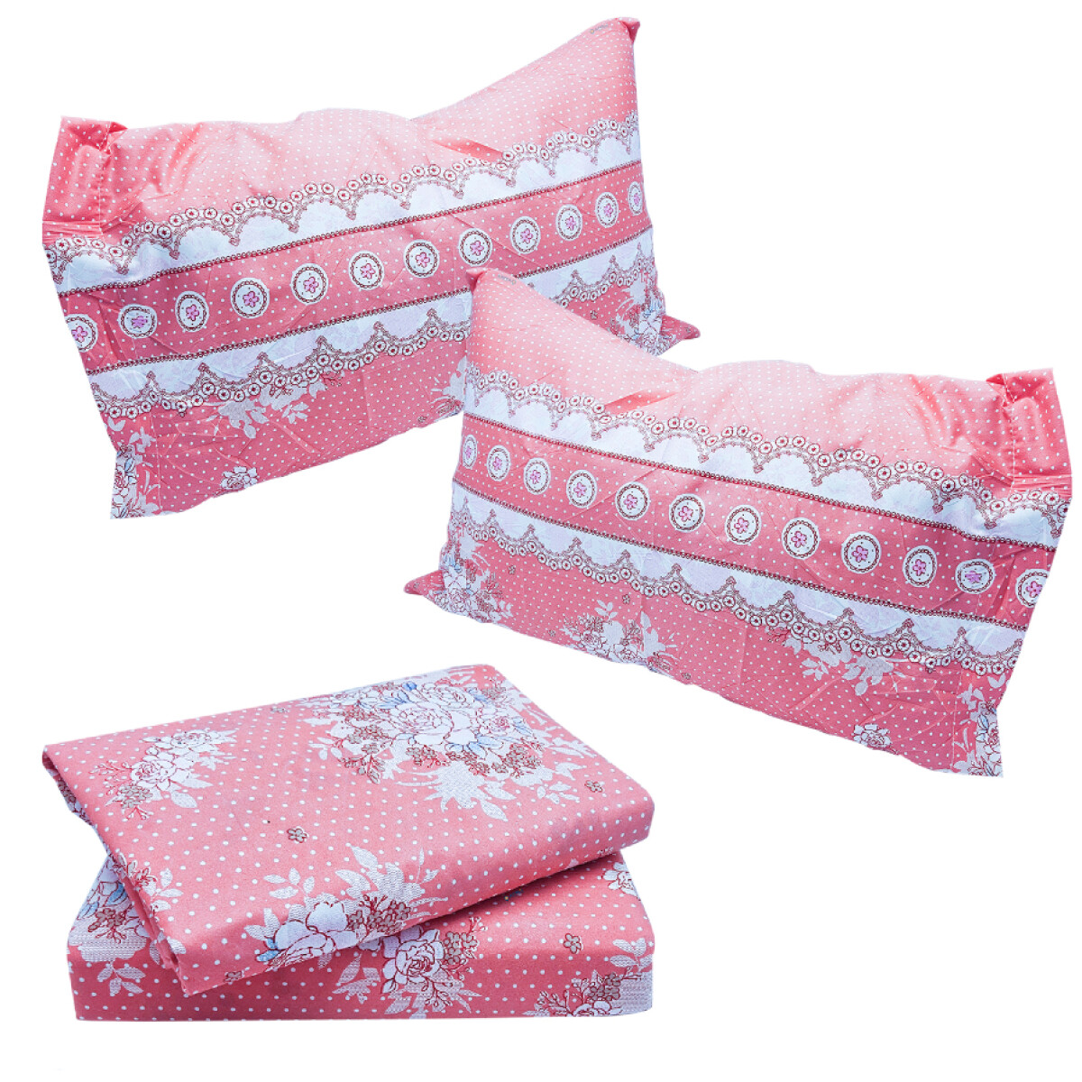 Juego Sabanas + Almohadas Alondra 2 Plazas Completo Diseños - Variante Diseño Rojo 