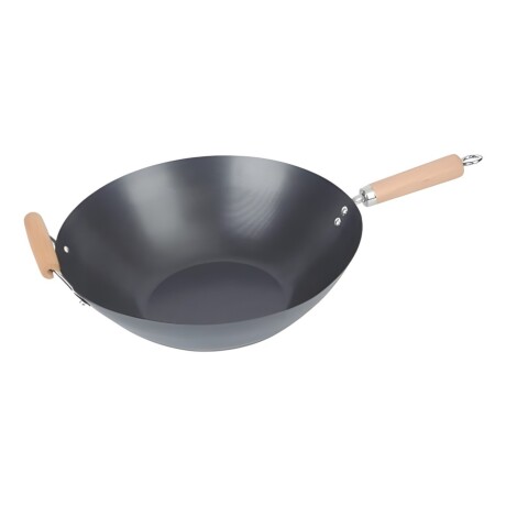 Wok antiadherente Cuori Carbone con mango y asa de madera 35cm Wok antiadherente Cuori Carbone con mango y asa de madera 35cm