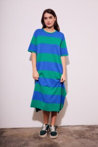 Vestido Tejido Rayado Verde