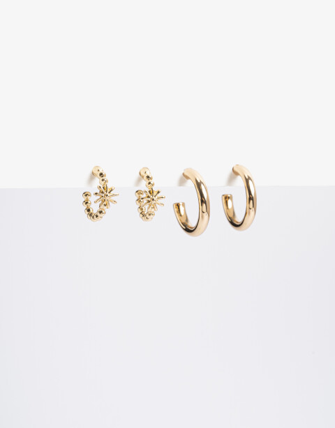 Aros Argollas Set Metal Set De Argollas Margarita Bañado En Oro - Dorado