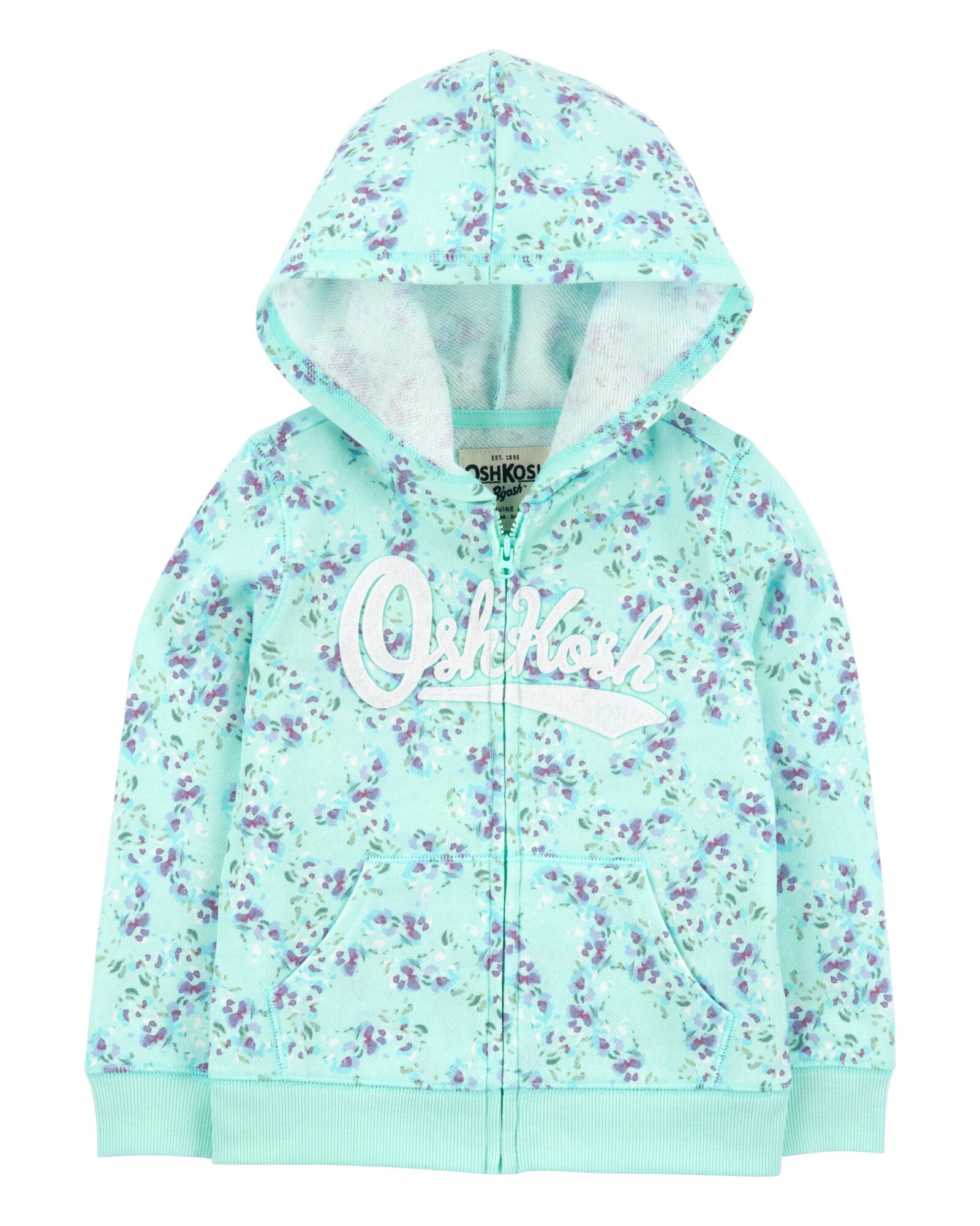 Campera de algodón, con capucha y logo, diseño floral Sin color