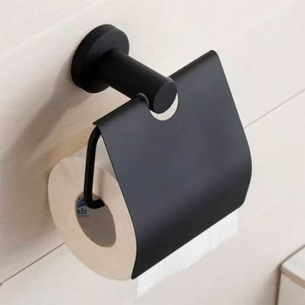 Portarollo negro mate con tapa Milano Dmc Portarollo Negro Mate Con Tapa Milano Dmc