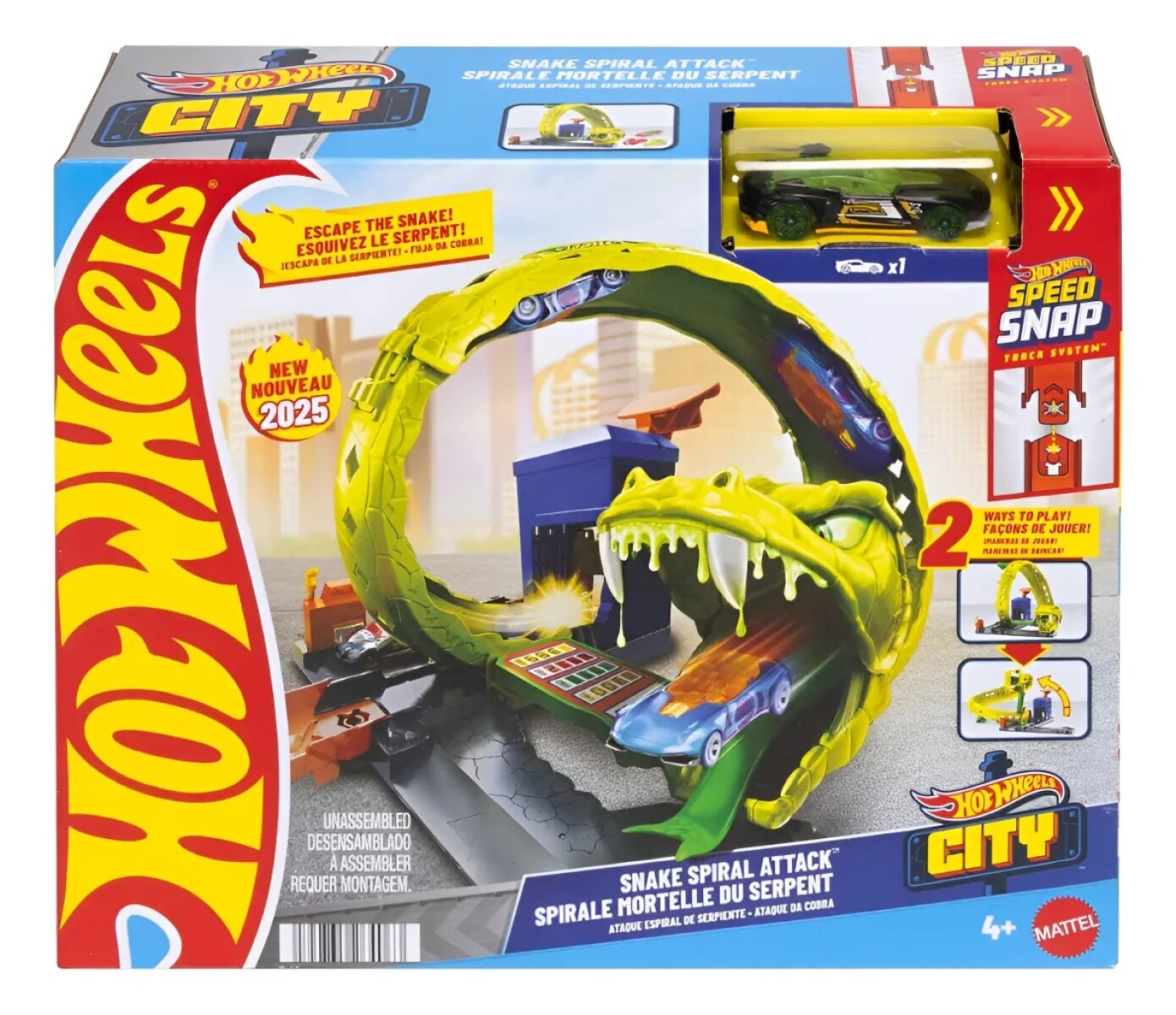 Pista Hot Wheels City 2025 Ataque Espiral De Serpiente Cobra 