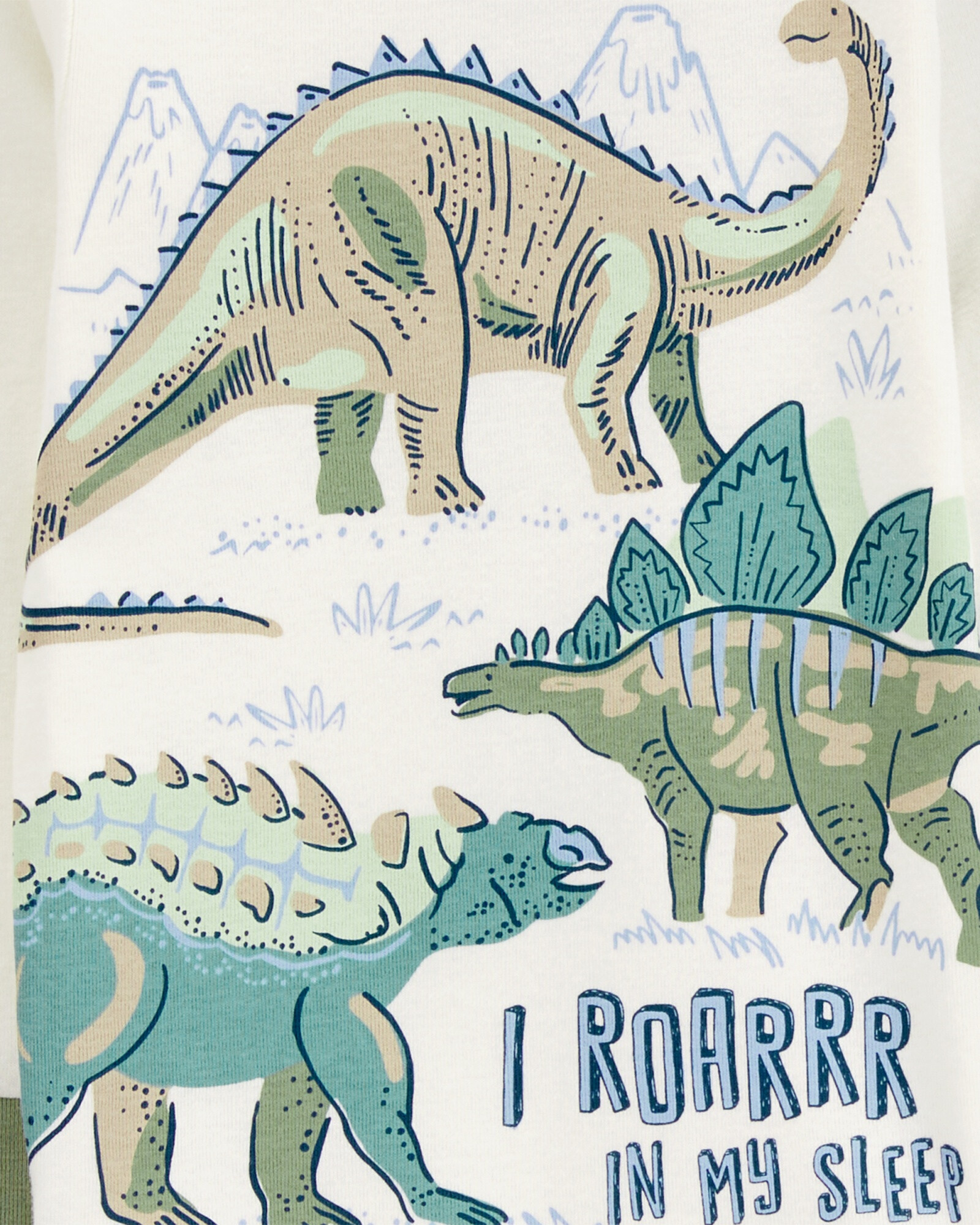 Pijama cuatro piezas de algodón, dos pantalones y dos remeras, diseño dinos. Talles 6-24M Pijama cuatro piezas de algodón, dos pantalones y dos remeras, diseño dinos. Talles 6-24M