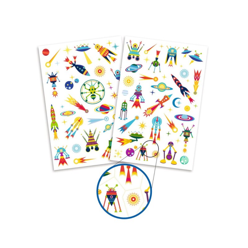 Set x50 Tatuajes removibles para niños Espacio