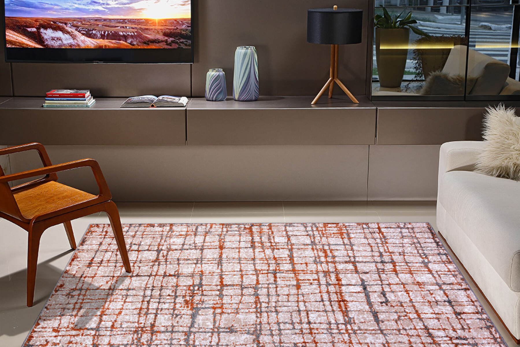 Alfombra Classic Maldiivas Gris Plomo Naranja - 150*200 