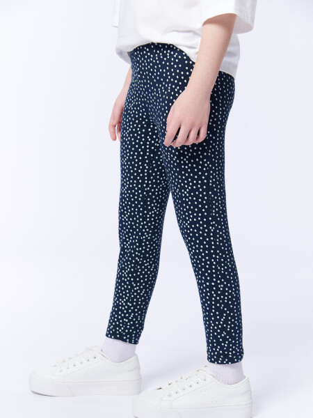 Calza Larga Estampada Lunares Azul