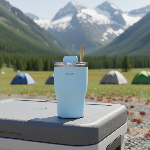 Vaso Termico Acero Inoxidable Aislante C/ Pajita 360ml Color Celeste