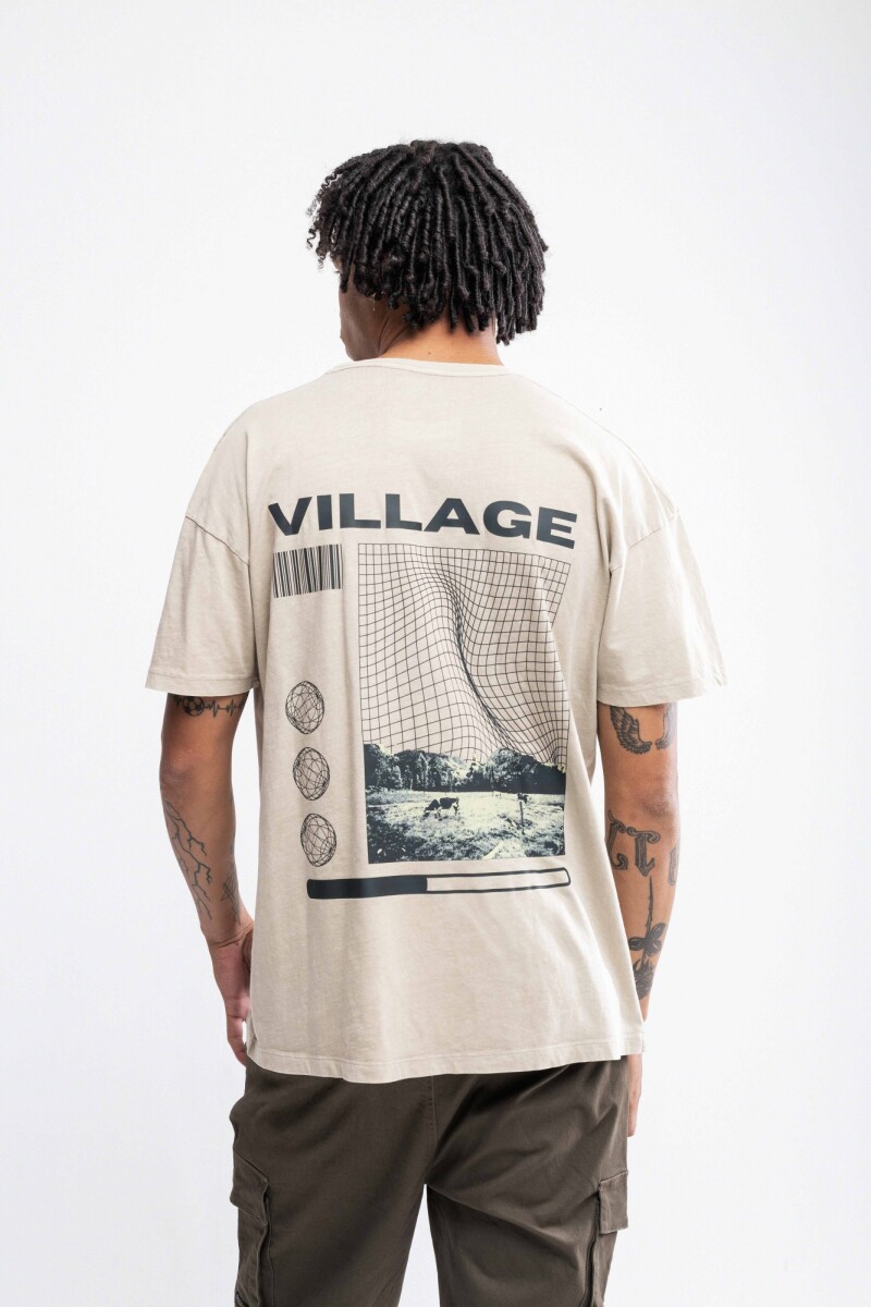 Remera oversize estampada Reus Beige
