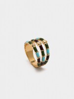 Anillo Efecto Triple Con Esmaltado multicolor