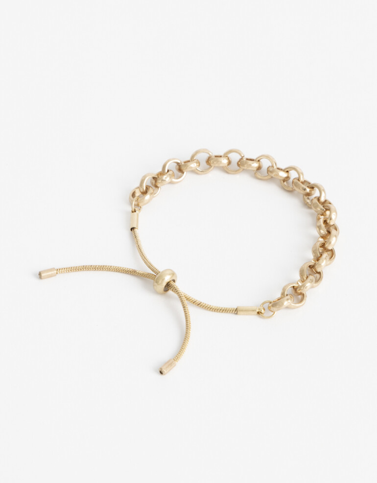 Pulseras Flexibles Metal Pulsera Ajustable De Eslabones - Dorado Oro Cepillado Mate