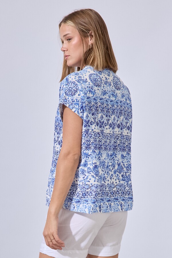 Blusa Arabescos AZUL/BLANCO