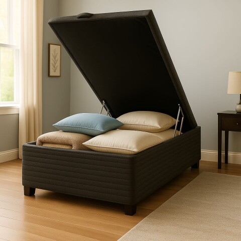 Box Baul 1 Plaza - Baúl de Guardado - 78 x 188 x 35 cm - Madera Maciza - Negro Box Baul 1 Plaza - Baúl de Guardado - 78 x 188 x 35 cm - Madera Maciza - Negro