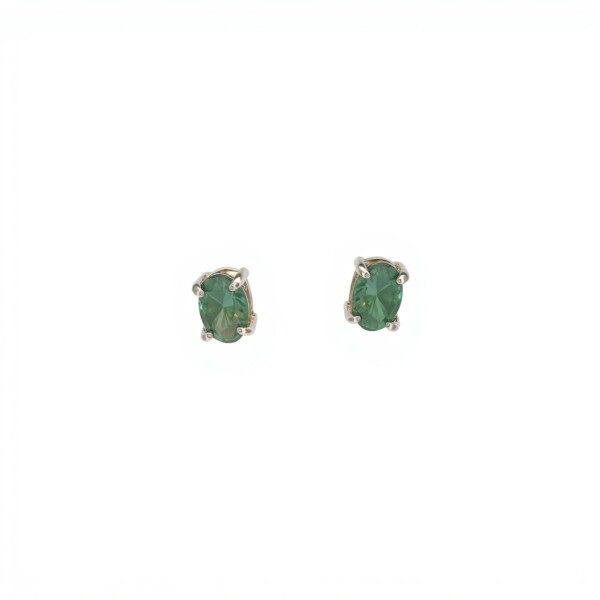 Caravanas Oval-Plata 925-Piedra Raíz de esmeralda-CA3367 conpiedra