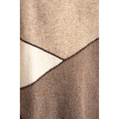 Sweater Intarsia Color Block Marron
