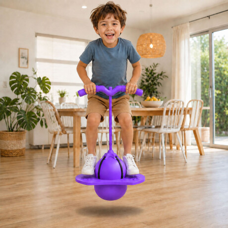 Pelota Pogo Saltarín Infantil Con Asas Base Inflador Lila