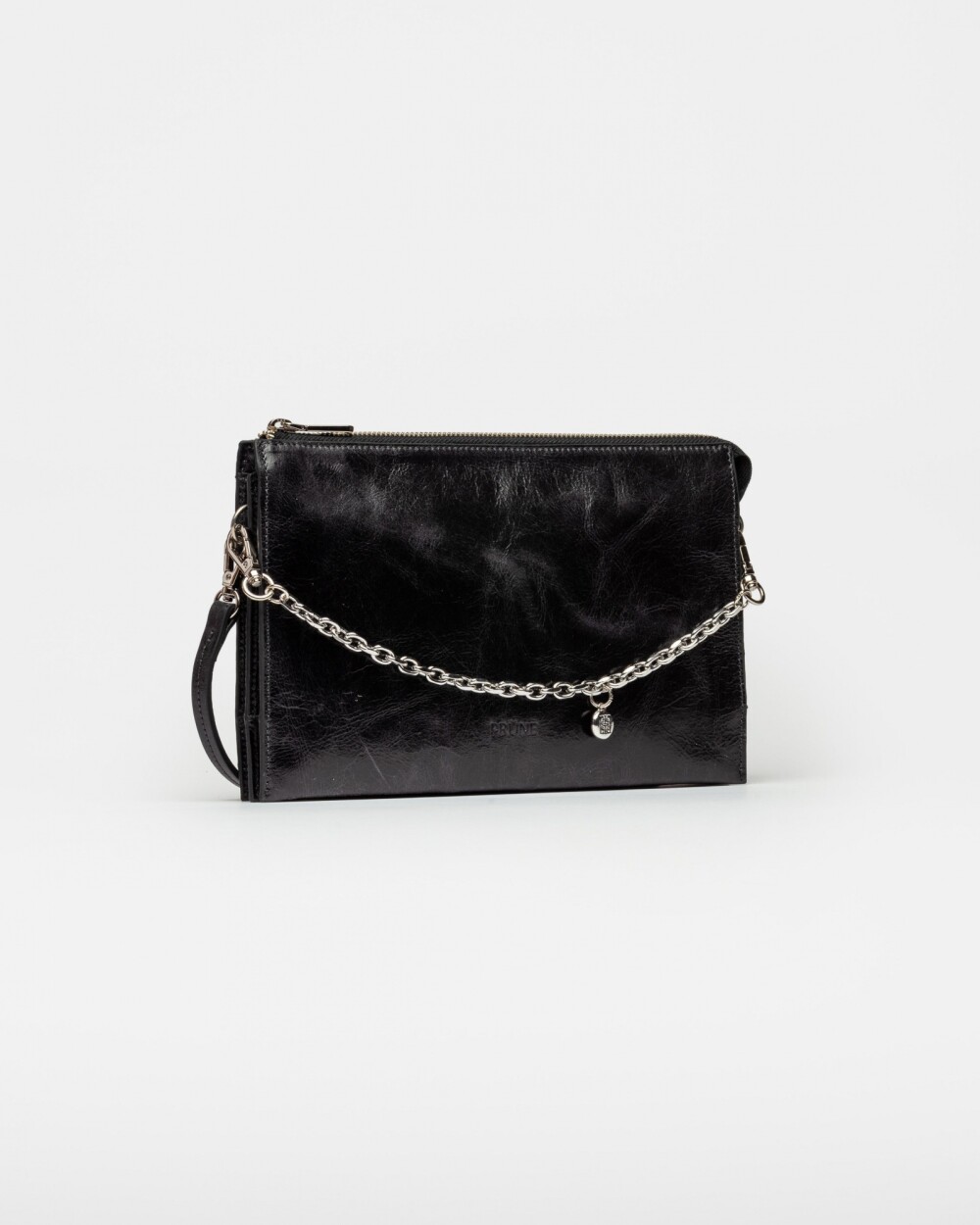 Bandolera Kaia en cuero arrugado Negro