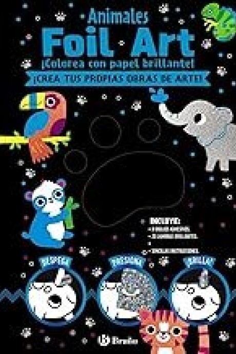 ANIMALES FOIL ART COLOREA CON PAPEL BRILLANTE ANIMALES FOIL ART COLOREA CON PAPEL BRILLANTE