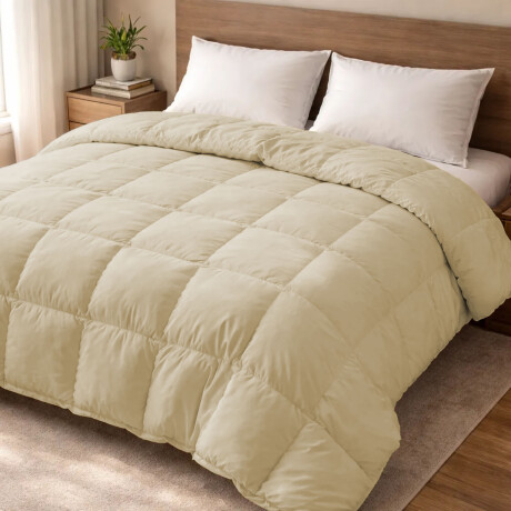 Acolchado Cama King Size Richmond Microfibra Relleno Guata Beige