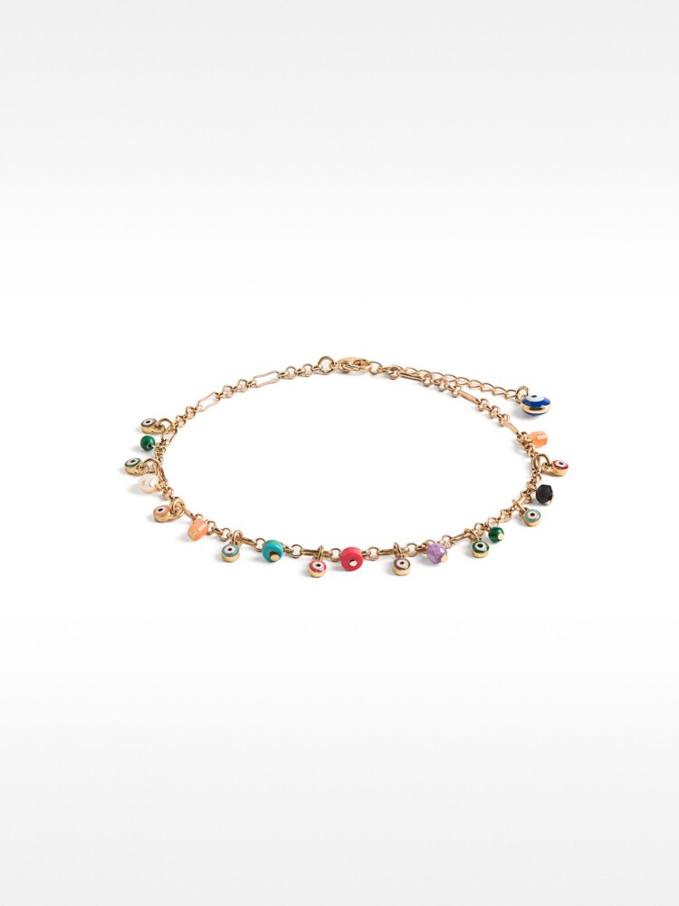 Tobillera Con Piedras Y Ojos multicolor