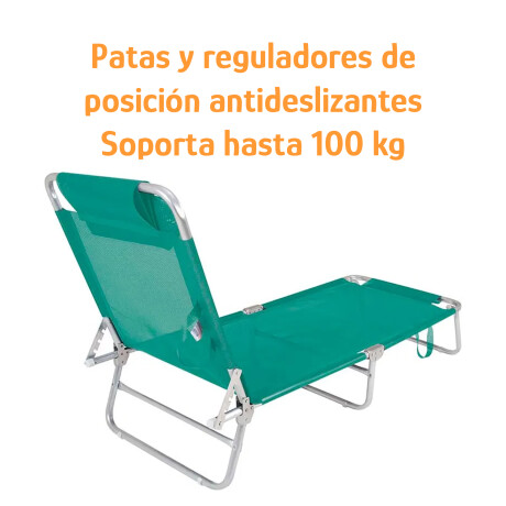Reposera Aluminio 4 Posiciones Aluminio c/Asas Plegable Mor Verde