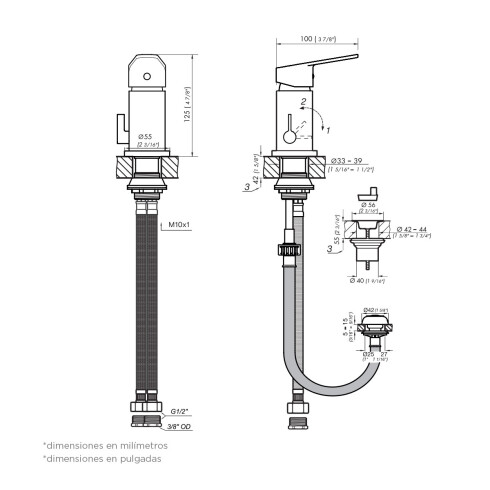 GRIFERIA BIDET MONOCOMANDO CROMO BRILLO LINEA BLEST BAÑO CROMO