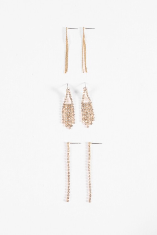 Set de caravanas strass dorado
