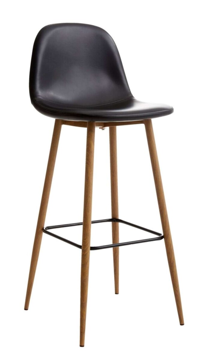 Taburete De Bar Jonstrup Polipiel - Negro/Color Roble 