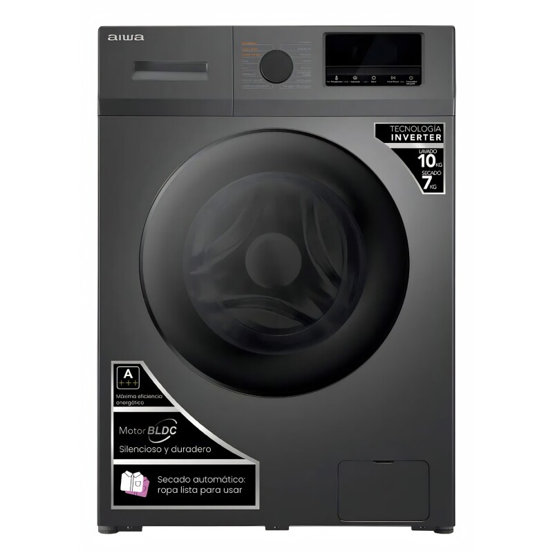 Lavasecarropas Automático Inverter Aiwa 10kg/7kg Frontal Negro