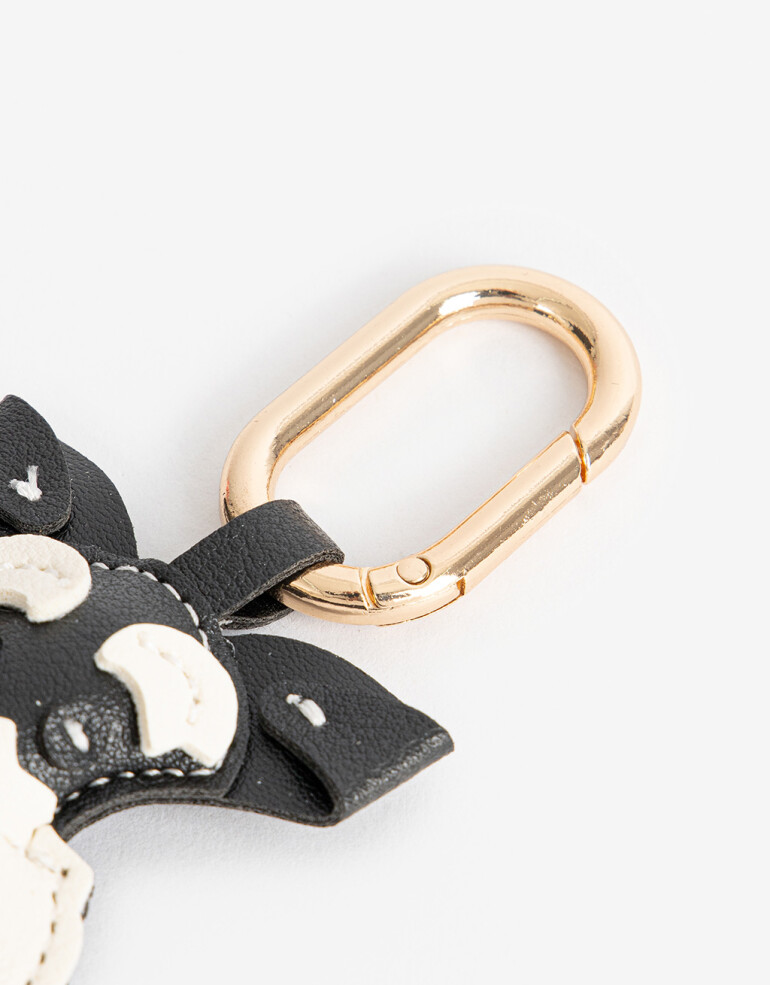 Llavero Cuero/PU Llavero Y Bag Charm De Perro - Combinacion Bicolor