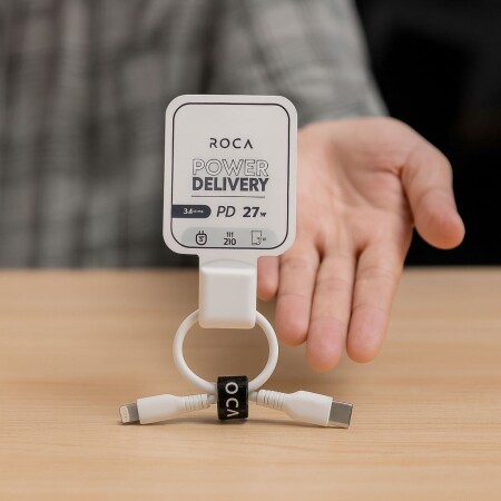 CABLE DE DATOS TIPO C A LIGHTNING 20CM ROCA Blanco