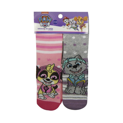 Pack x 2 Medias Infantiles Paw Patrol Talle 19/30 Skye y Everest