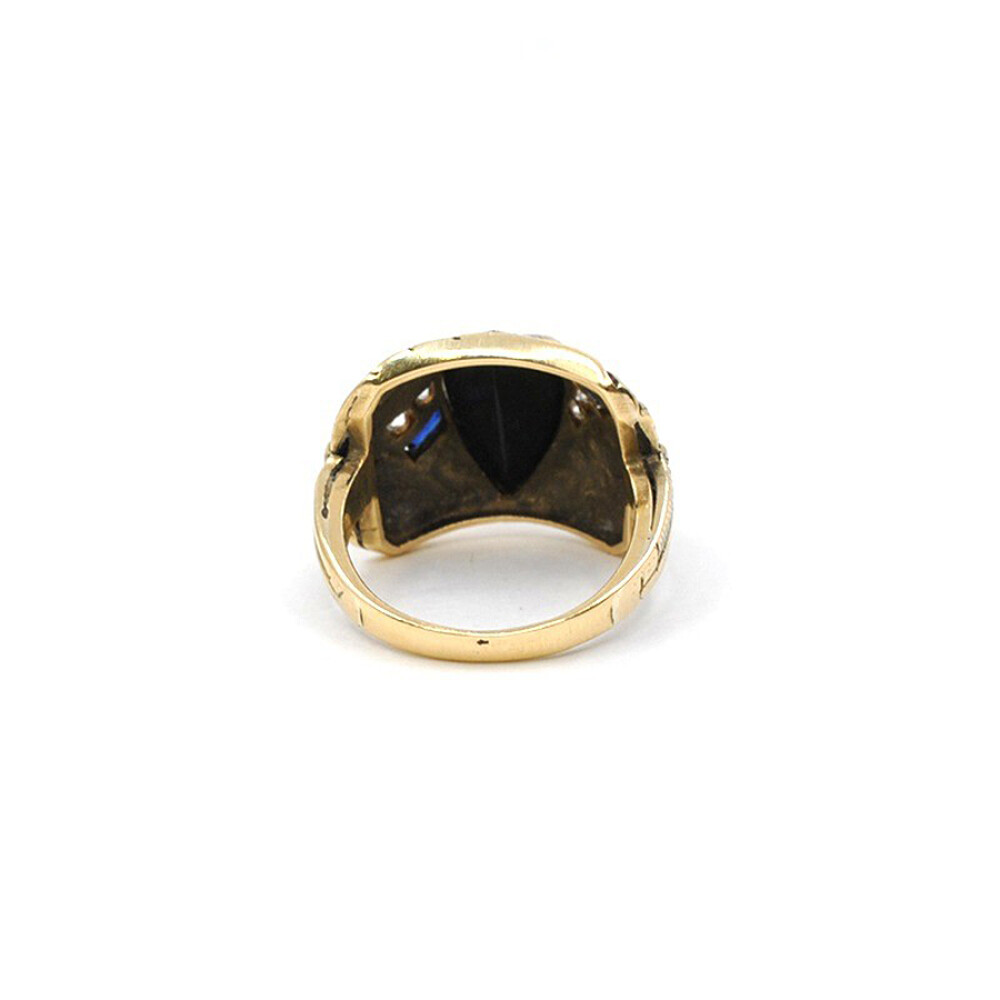 Anillo 18K Firmado Rama, Con Piedra De Color, Brillantes Y Zafiros Sinteticos Anillo 18K Firmado Rama, Con Piedra De Color, Brillantes Y Zafiros Sinteticos