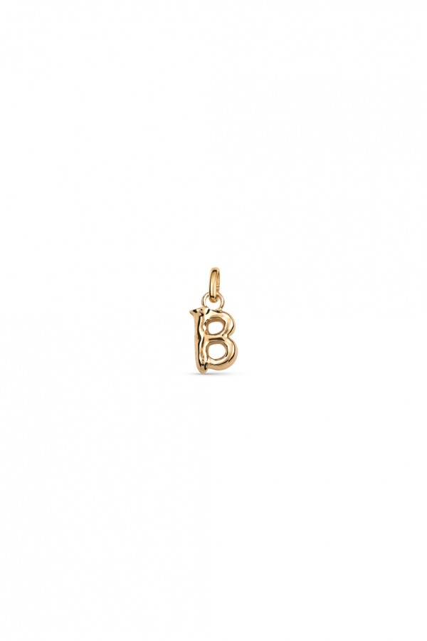 CHARM DE ALEACION DE METALES BAÑADO EN ORO DE 18 K CON FORMA DE LETRAB CON ARGOLLA Charm