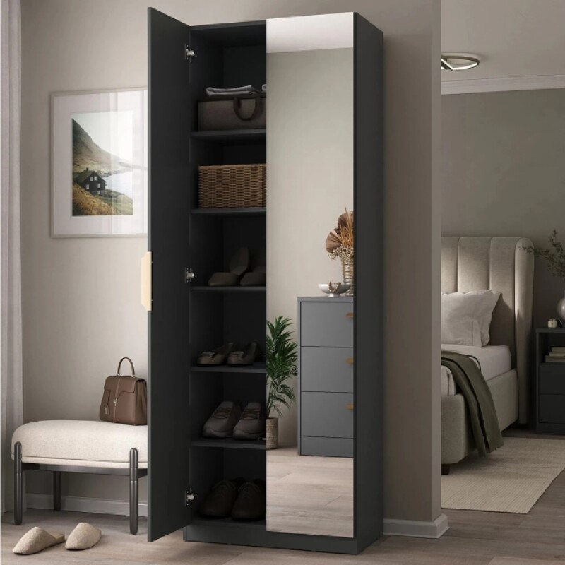 Multiuso 2 Puertas Plus Grafito Con Espejo Multiuso 2 Puertas Plus Grafito Con Espejo