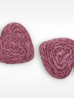 Pendientes Corazón De Rafia violeta