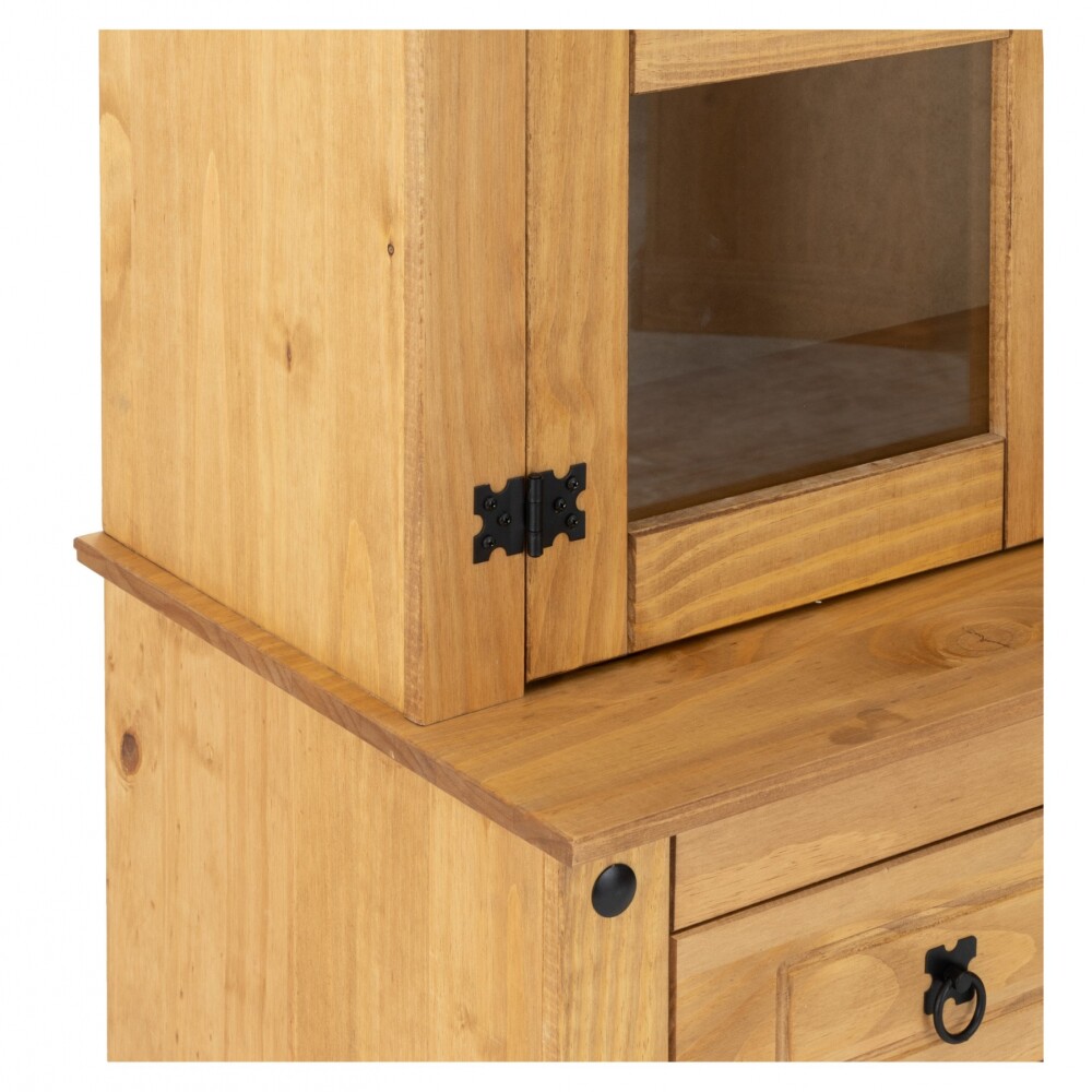 Cristalero Madera Maciza Linea Mexicana 2 Puertas Natural