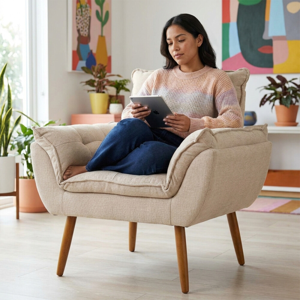 Sillón 1 cuerpo Poltrona Turin Beige