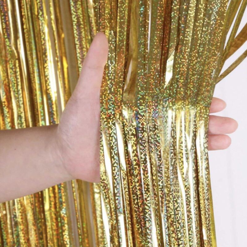 Cortina Fessta Holografíca 2x1 Metros Dorado