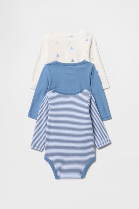 Bodies Pack X3 Manga Larga Bebe Soft Cornflower