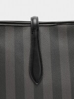 Bolso Shopper A Rayas Con Bolsa Extraíble negro