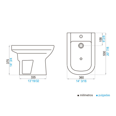 SANITARIO BIDET BARI BLANCO BRILLO LOZA SANITARIA BAÑO 000