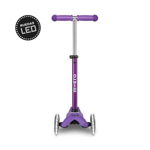Monopatín Micro Mini Deluxe LED Ajustable con 3 Ruedas PURPURA