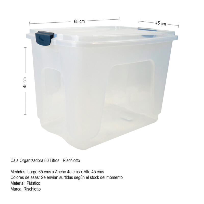 Set x3 Caja organizadora 80 lts Alta TRANSPARENTE