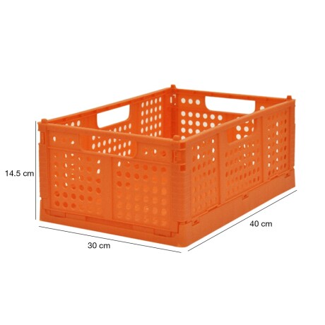 Cajón Organizador M Caja Plástica Plegable Apilable Multiuso Naranja