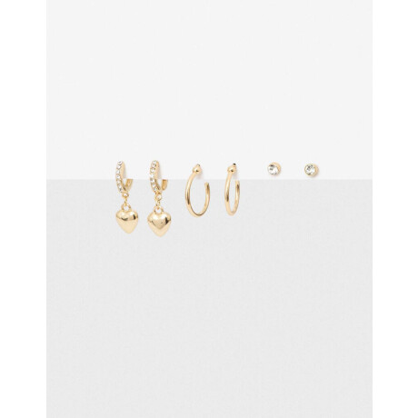 Set De Aros Con Strass Dorado
