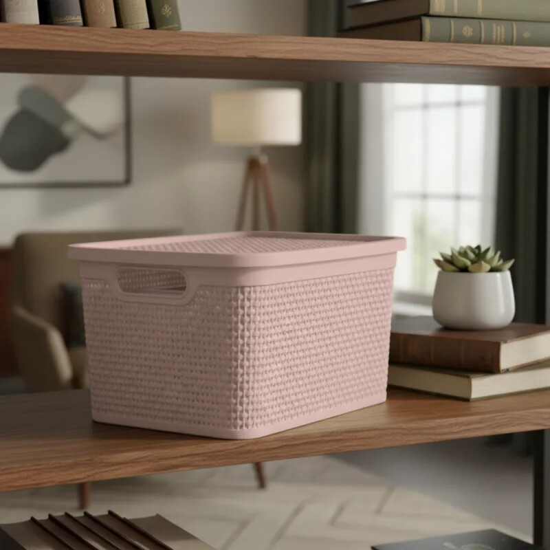 Set x4 Caja simil ratán 15 lts ROSADO