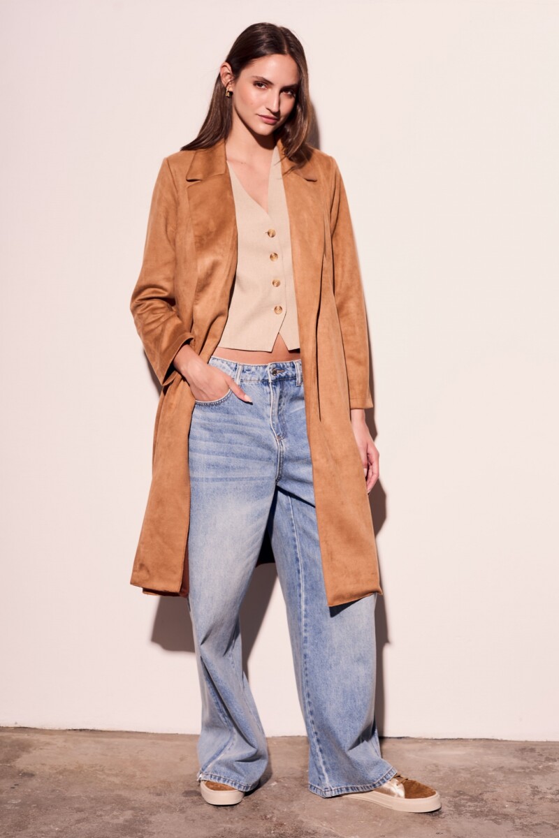 Trench Gamuza Cuero Vegano Beige