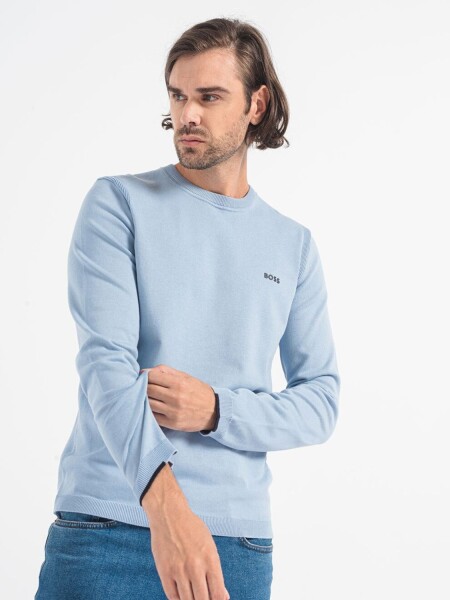 BOSS -Buzo de punto con cuello a la base, regular fit , EVER-X Celeste