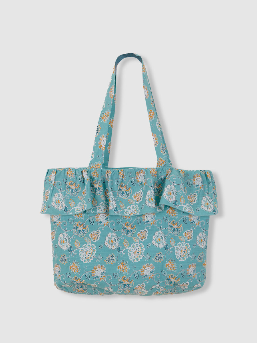 Bolso De Flor Geometrica Azul Claro